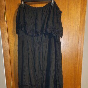 Rue 21 3x black lace crochet maxi dress off the shoulder